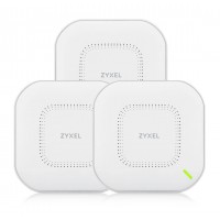 Точка доступа ZYXEL (pack 3 pcs) hybrid access points ZYXEL NebulaFlex NWA110AX, WiFi 6, 802.11a / b / g / n / ac / ax (2.4 and 5 GHz), MU-MIMO, internal antennas 2x2, up to 575 + 1200 Mbps, 1xLAN GE, PoE, 4G / 5G protection