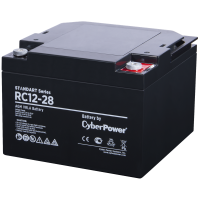 Battery CyberPower Standart series RС 12-28, voltage 12V, capacity (discharge 20 h) 28Ah, max. discharge current (5 sec) 390A, max. charge current 8.4A, lead-acid type AGM, terminals under bolt M6, LxWxH 166x175x125mm., full height with terminals 125mm., 