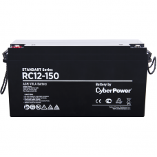 Battery CyberPower Standart series RС 12-150, voltage 12V, capacity (discharge 10 h) 156Ah, max. discharge current (5 sec) 1000A, max. charge current 46A, lead-acid type AGM, terminals under bolt M8, LxWxH 485x170x240mm., full height with terminals 240mm.
