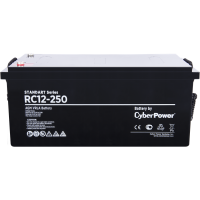 Battery CyberPower Standart series RС 12-250, voltage 12V, capacity (discharge 10 h) 250.8Ah, max. discharge current (5 sec) 2500A, max. charge current 40.5A, lead-acid type AGM, terminals under bolt M8, LxWxH 525x270x221mm., full height with terminals 25