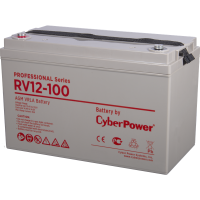 Battery CyberPower Professional series RV 12-100, voltage 12V, capacity (discharge 20 h) 102Ah, capacity (discharge 10 h) 101.3Ah, max. discharge current (5 sec) 1000A, max. charge current 29A, lead-acid type AGM, terminals under bolt M8, LxWxH 330x174x21