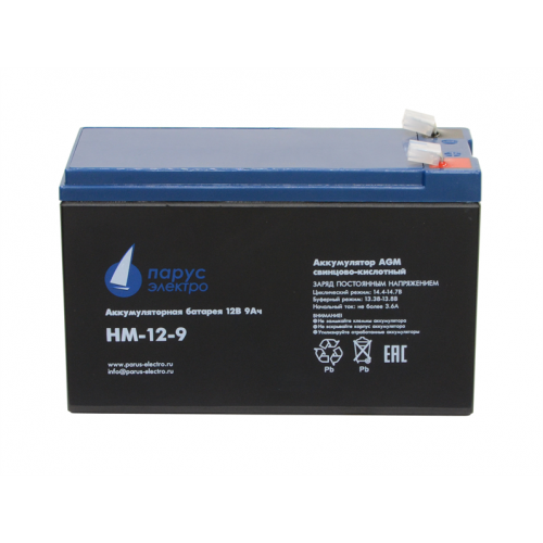  Парус-электро Аккумуляторная батарея для ИБП  HM-12-9 (AGM/12В/9,0Ач/клемма F2)