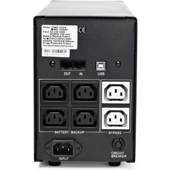 Источник бесперебойного питания Powercom Back-UPS IMPERIAL, Line-Interactive, 1500VA/900W, Tower, IEC, LCD, USB (507312)